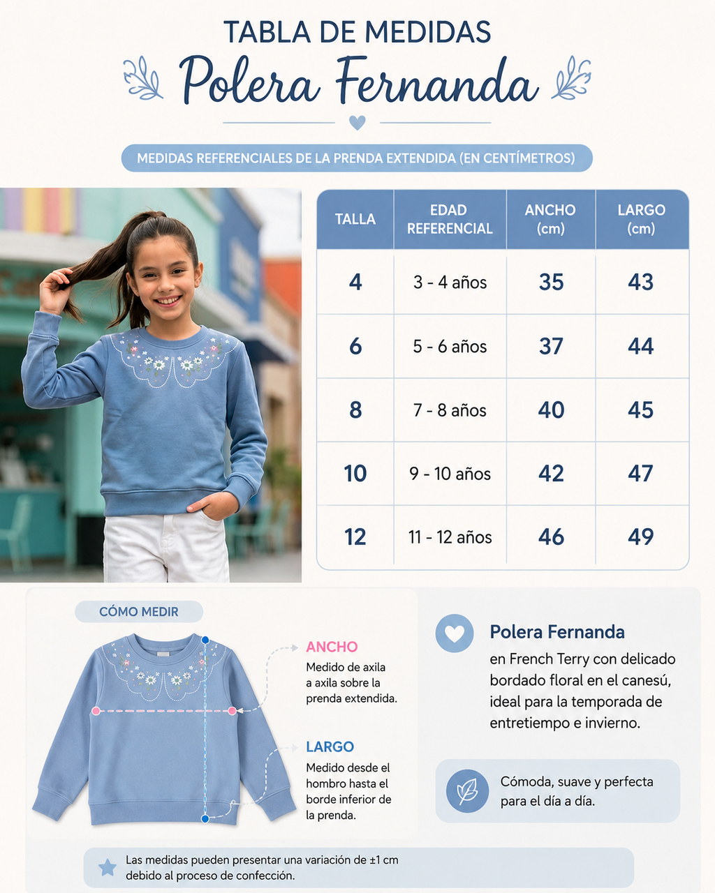 Polera Rosado Bordada Niña
