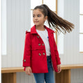 Casaca Trench con Capucha Rojo para Niña