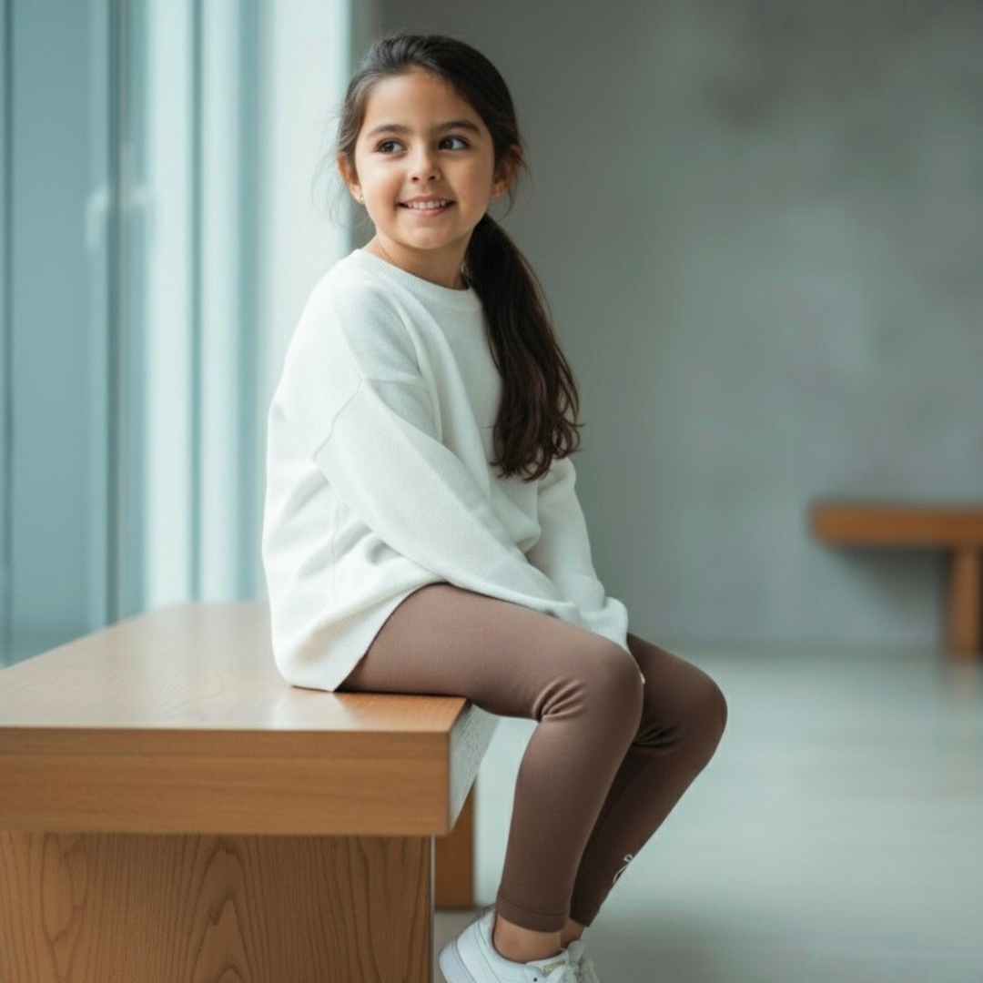 Leggings Niña Afranelada Marrón Algodón