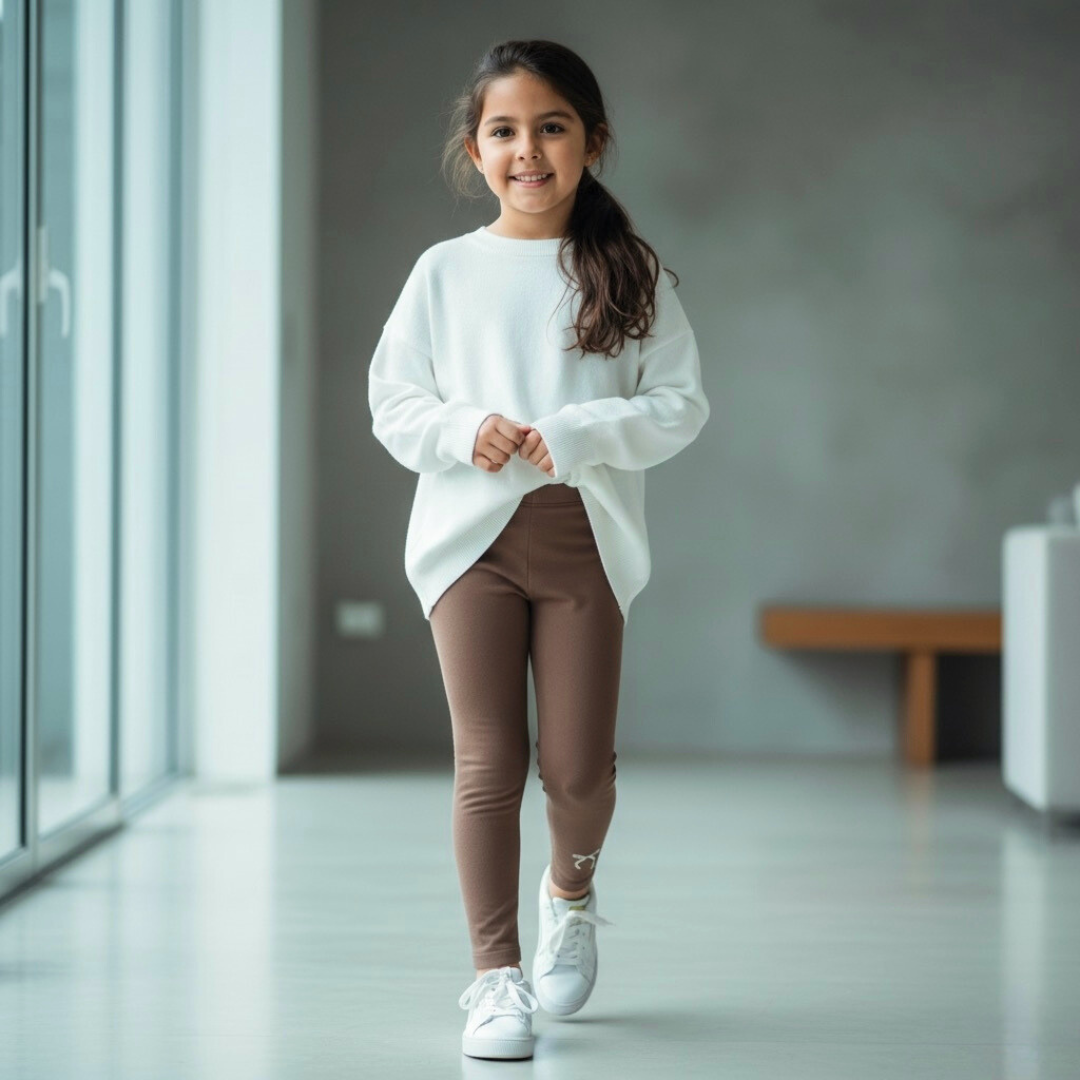 Leggings Niña Afranelada Marrón Algodón