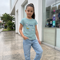 Polo Crop Niña Verde Menta “Enjoy”