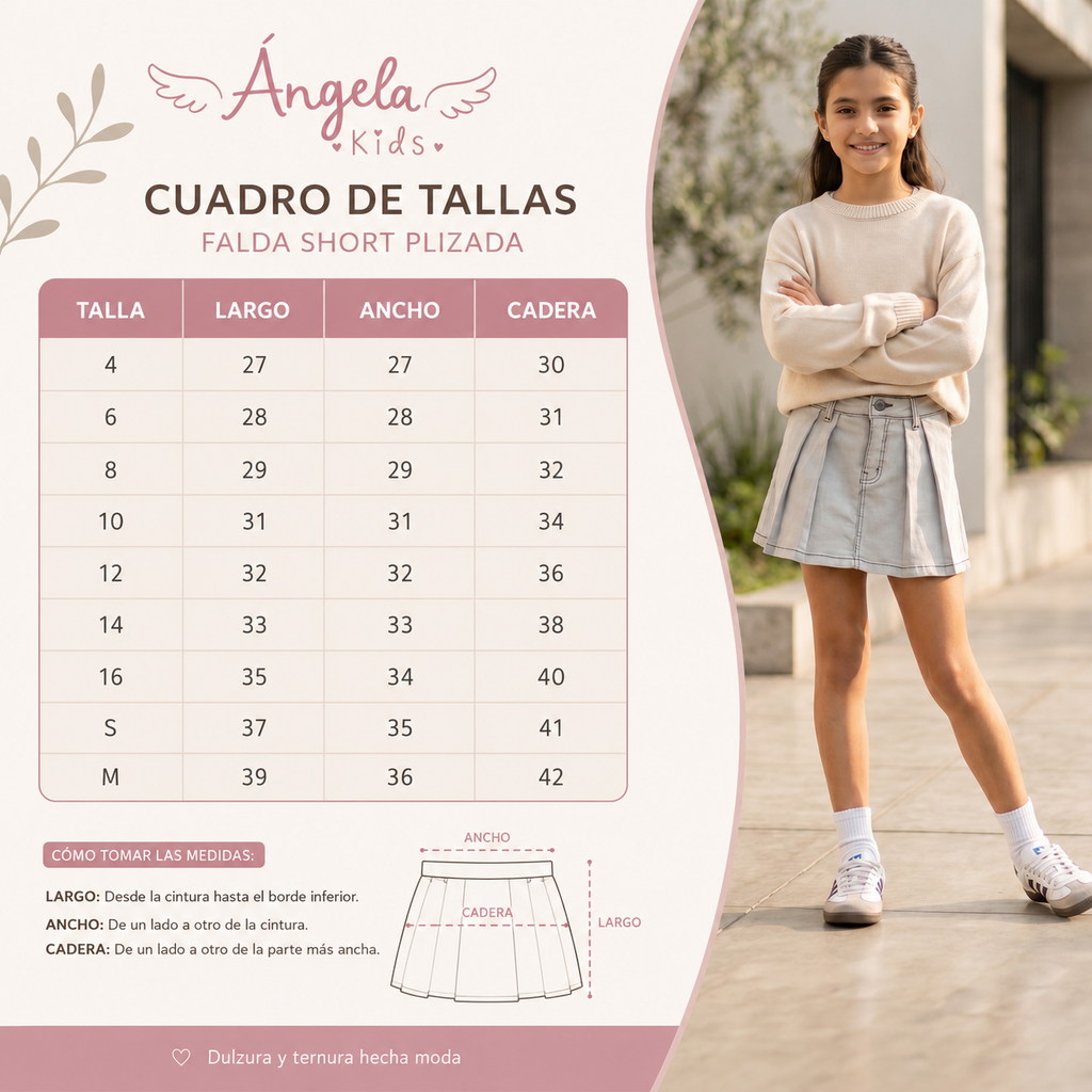Falda Short Jean Denim Gris Niña