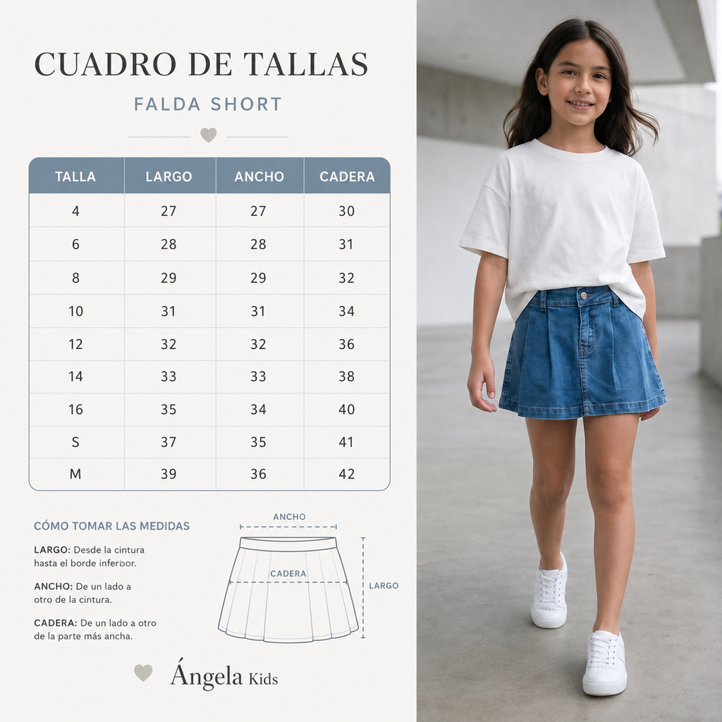 Falda Short Jean Denim Niña