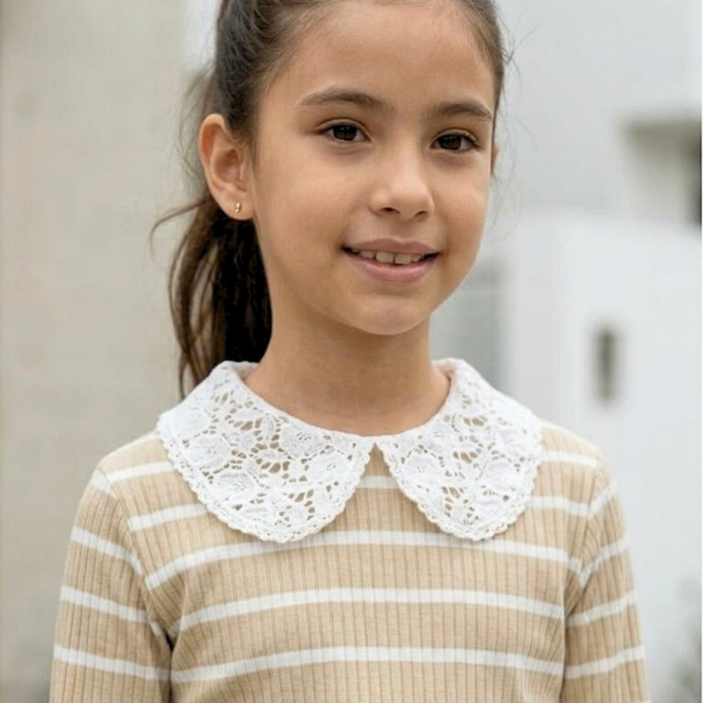 Polo Niña Cuello Broderie (Arena)