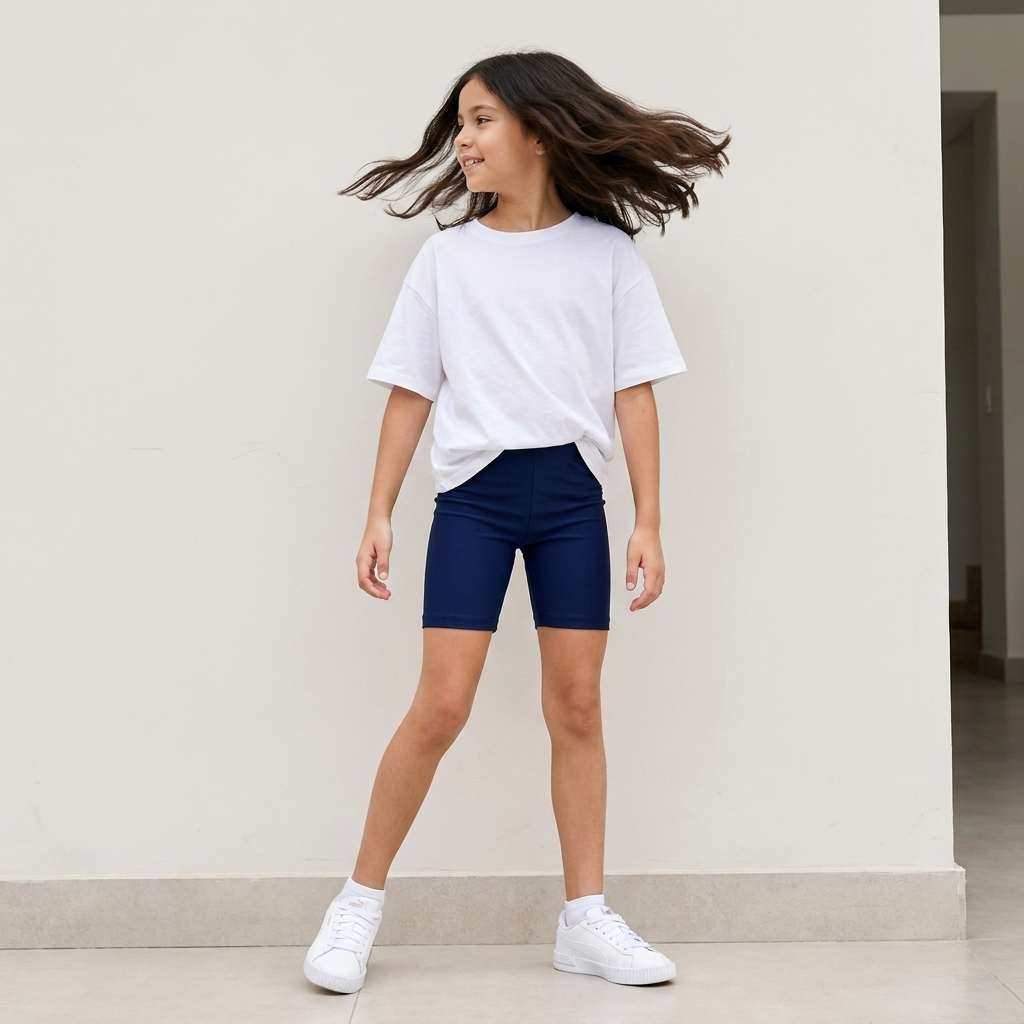 Set x2 Biker Short Niña Algodón Negro y Azul Marino