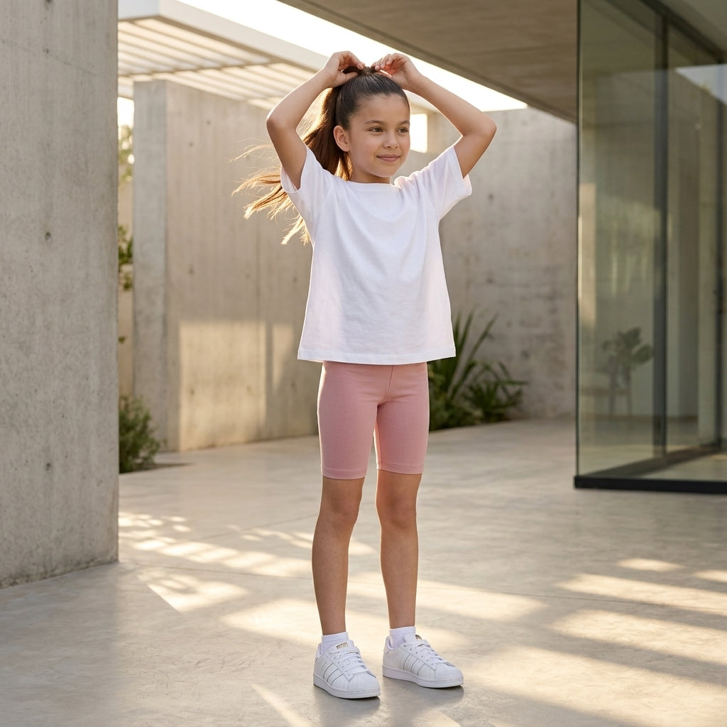 Biker Short Niña Algodón (Palo Rosa)