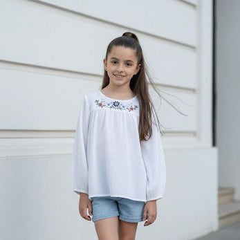 Blusa Niña Algodon Bordada - Angela Kids
