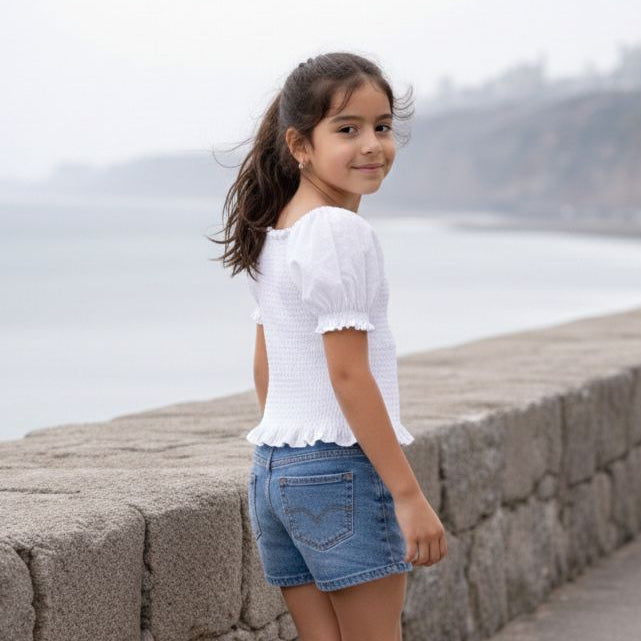 Blusa manga corta niña nanzú algodón Angela Kids Perú