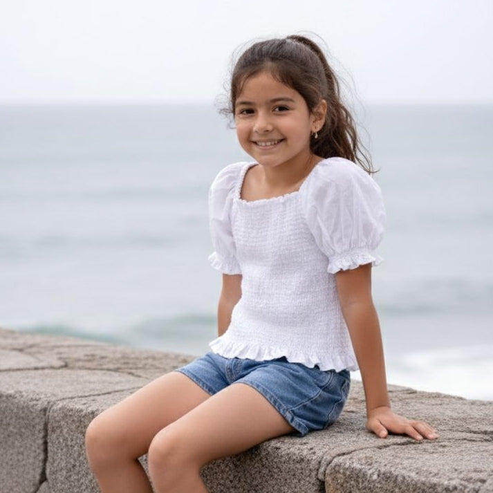 Blusa niña nanzú algodón casual cintura elástica – Angela Kids ropa para niñas