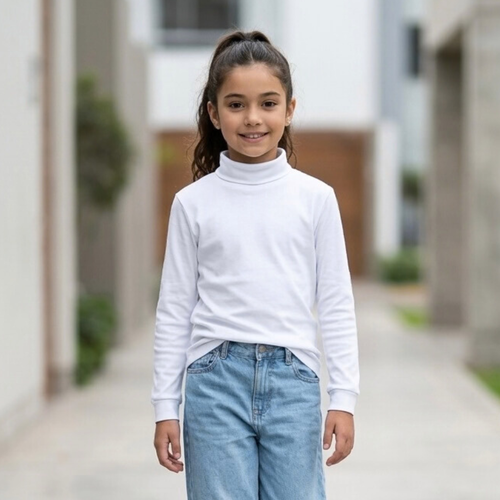 Cafarena niña algodón blanco manga larga – Angela Kids Perú