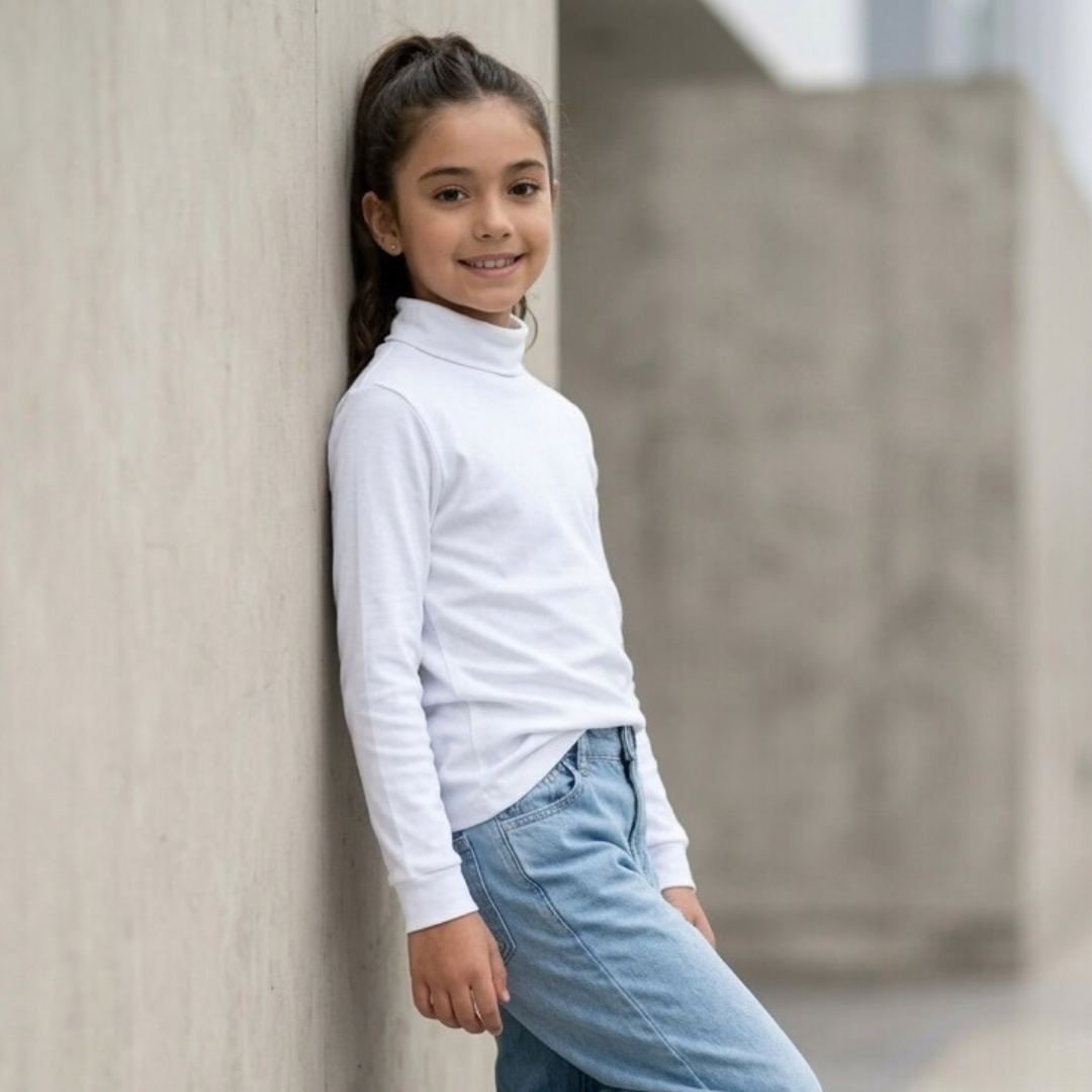 Cafarena niña algodón blanco manga larga – Angela Kids Perú