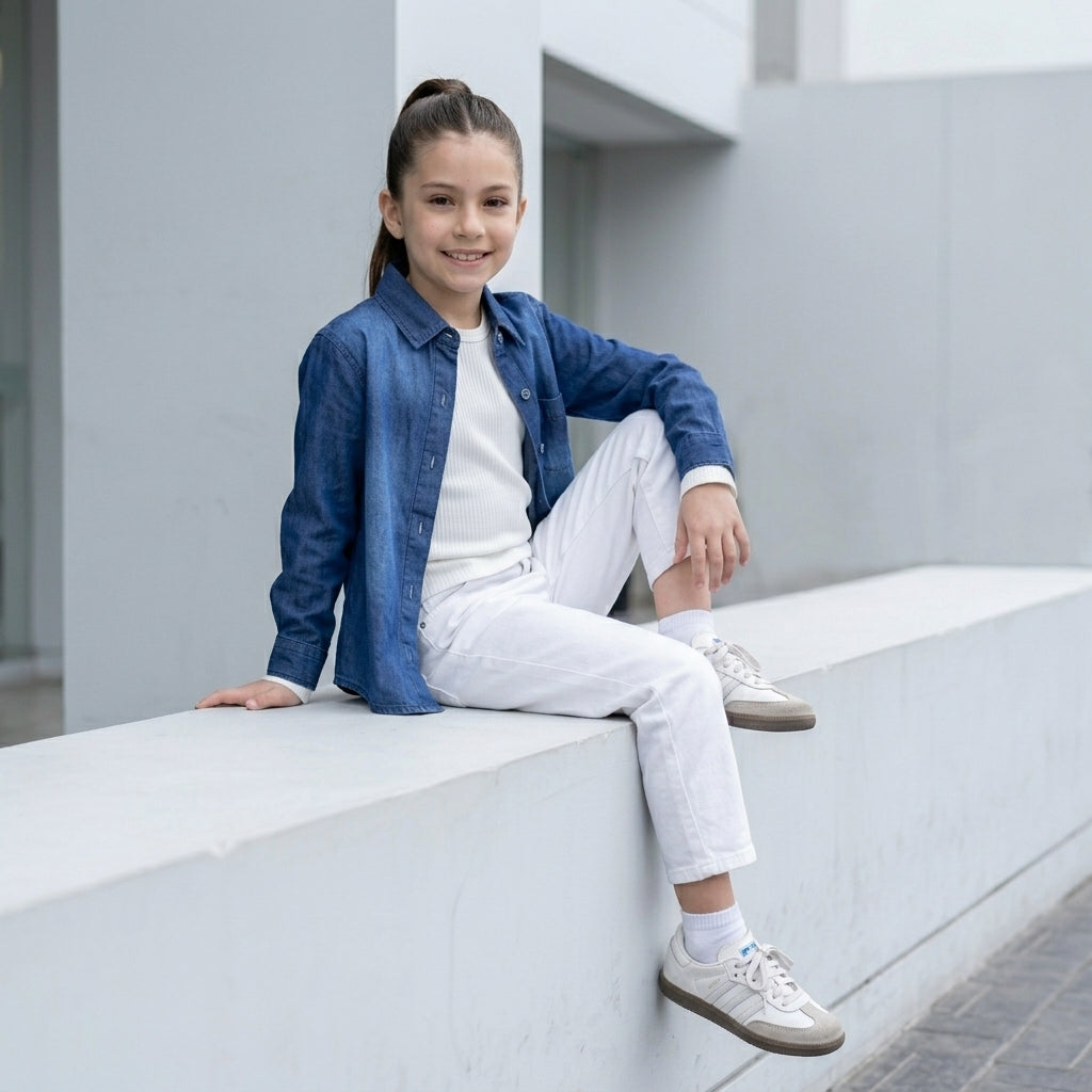 Blusa Jean Clásica para Niña - Denim