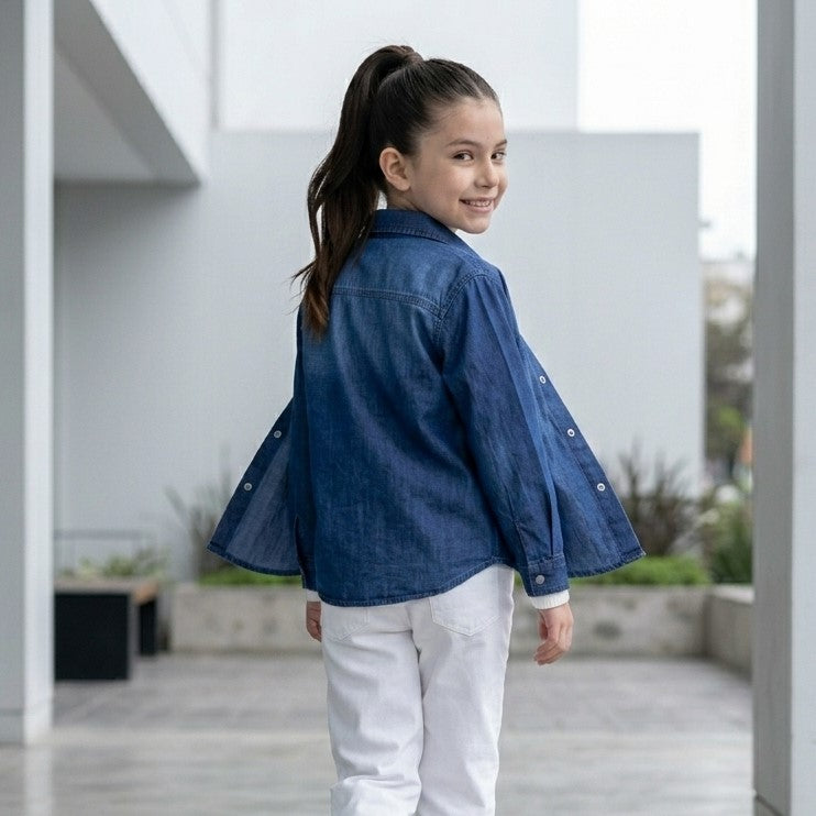 Blusa Jean Clásica para Niña - Denim