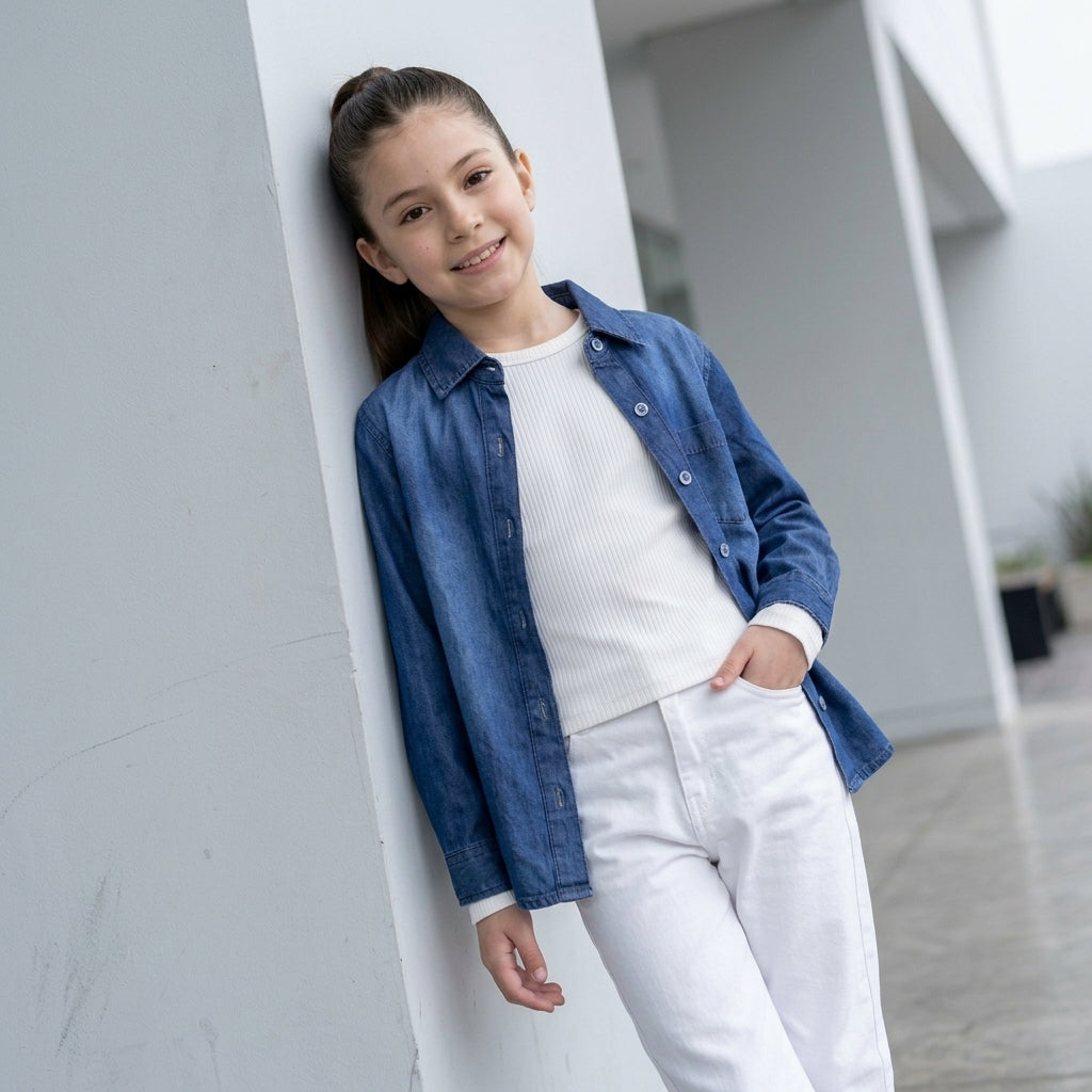 Blusa Jean Clásica para Niña - Denim