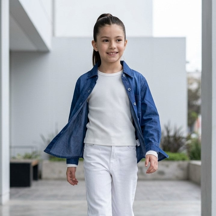 Blusa Jean Básica Azul