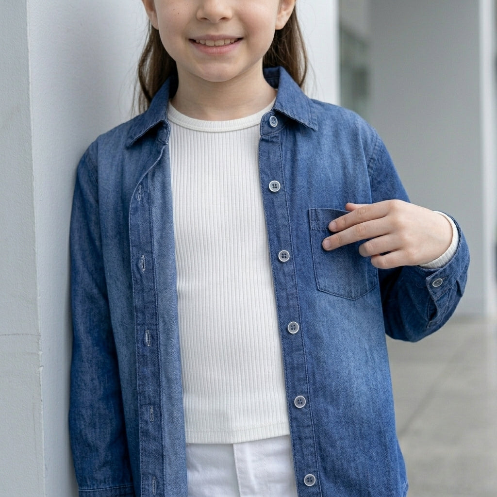 Blusa Jean Básica Azul