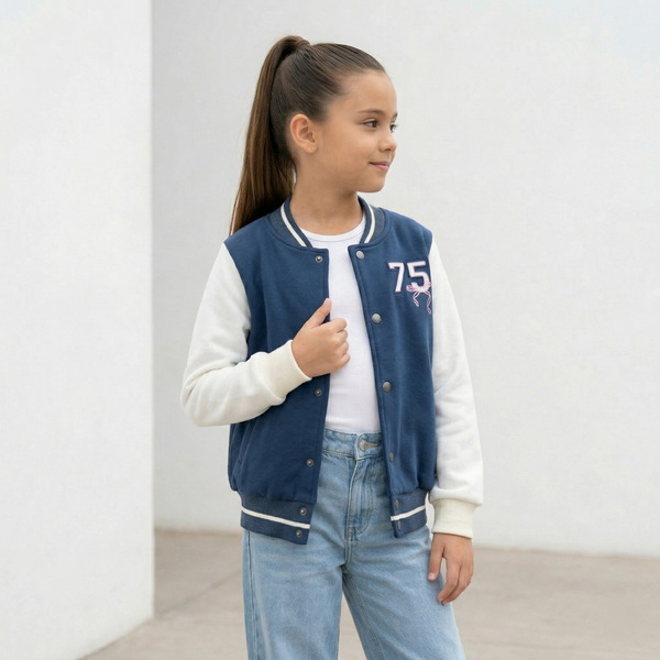 Casaca Nina Vrsity Azul - Angela Kids Ropa para Ninas - Peru