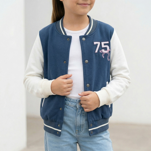 Casaca Nina Vrsity Azul - Angela Kids Ropa para Ninas - Peru