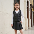 Set Niña 2 Piezas Cuerina Negro Chaleco y Falda