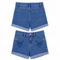Short Denim para Niña Monica con Bordado y Dobladillo