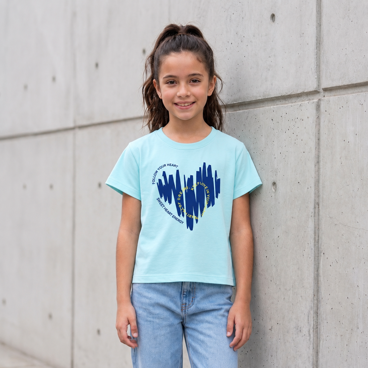 Polo Niña Celeste “Follow Your Heart”