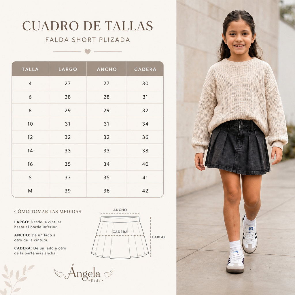 Falda Short Niña Denim Jean Gris Plisada