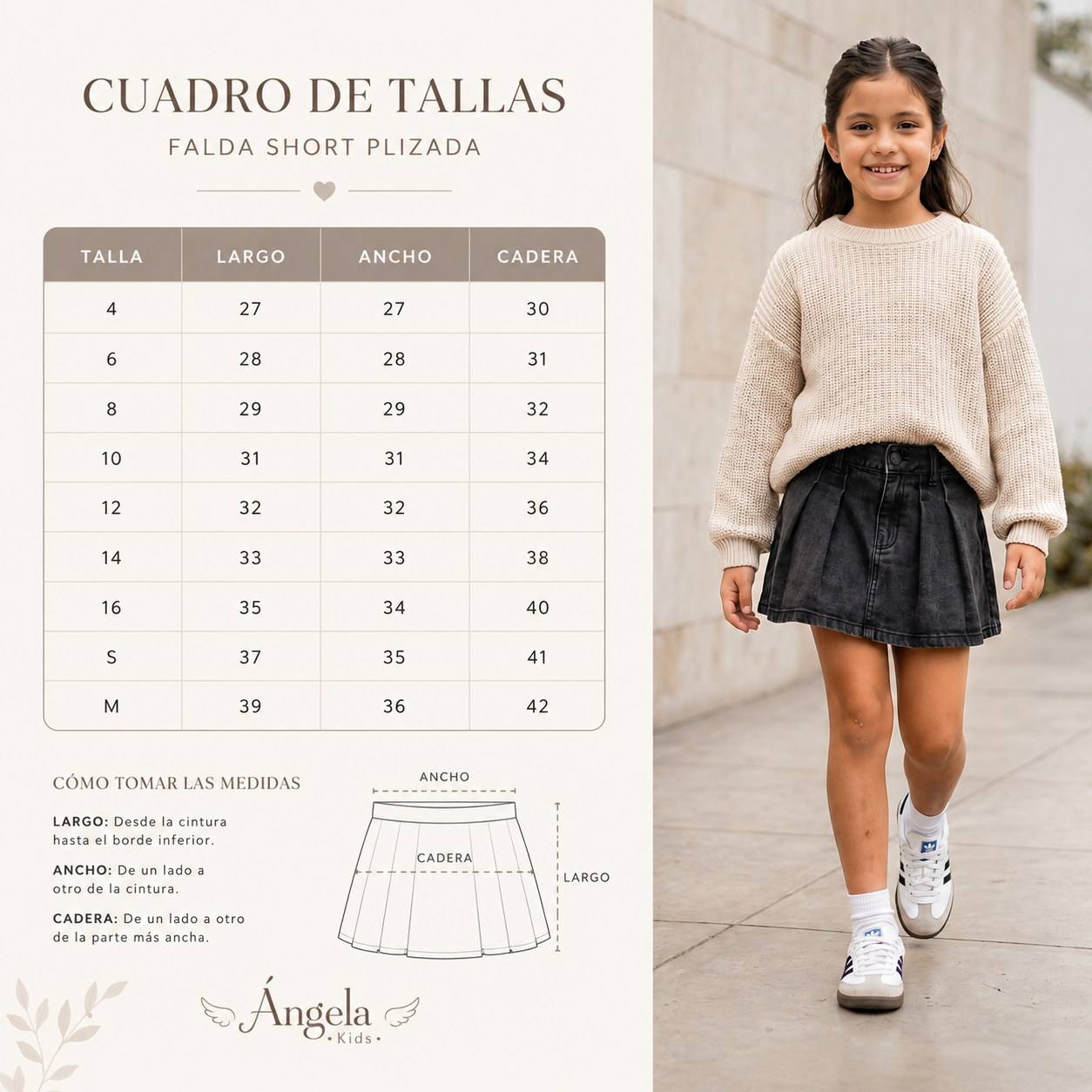 Falda Short Niña Denim Jean Gris Plisada
