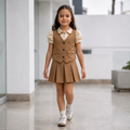 Set Niña 2 Piezas Cuerina Marrón Chaleco y Falda