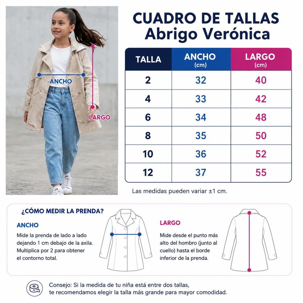 Casaca Trench con Capucha Beige para Niña