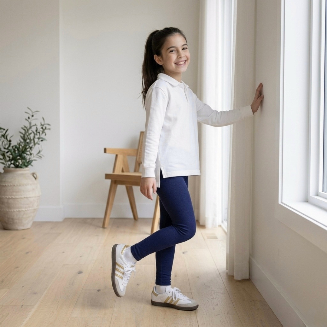 Detalle afranelado interior legging niña azul – Angela Kids Perú