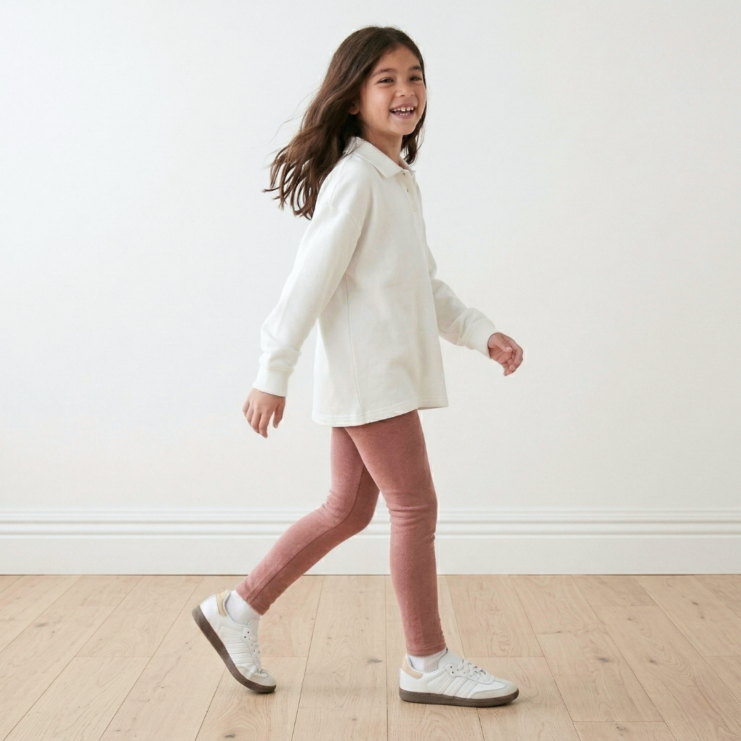 Detalle afranelado interior legging niña palo rosa – Angela Kids Perú