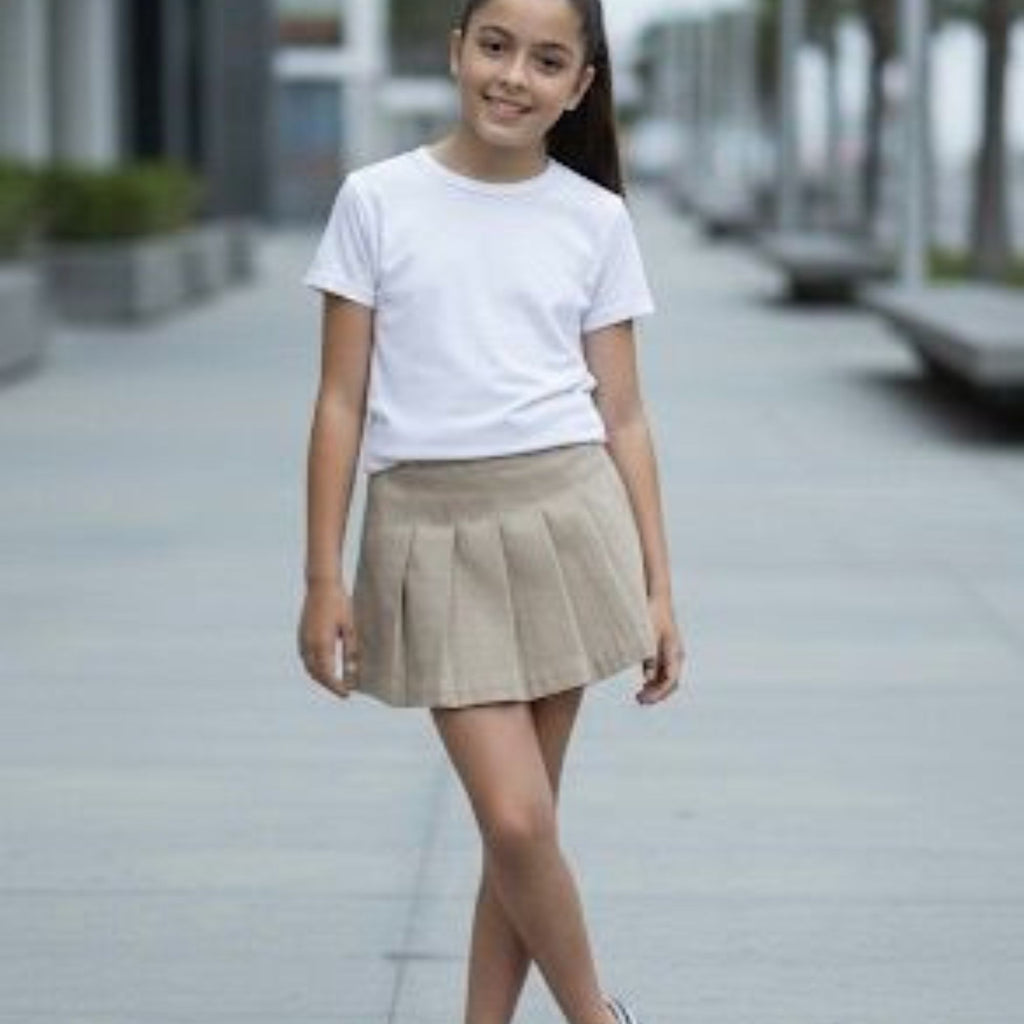 Falda Short Beige Drill Niña Algodón