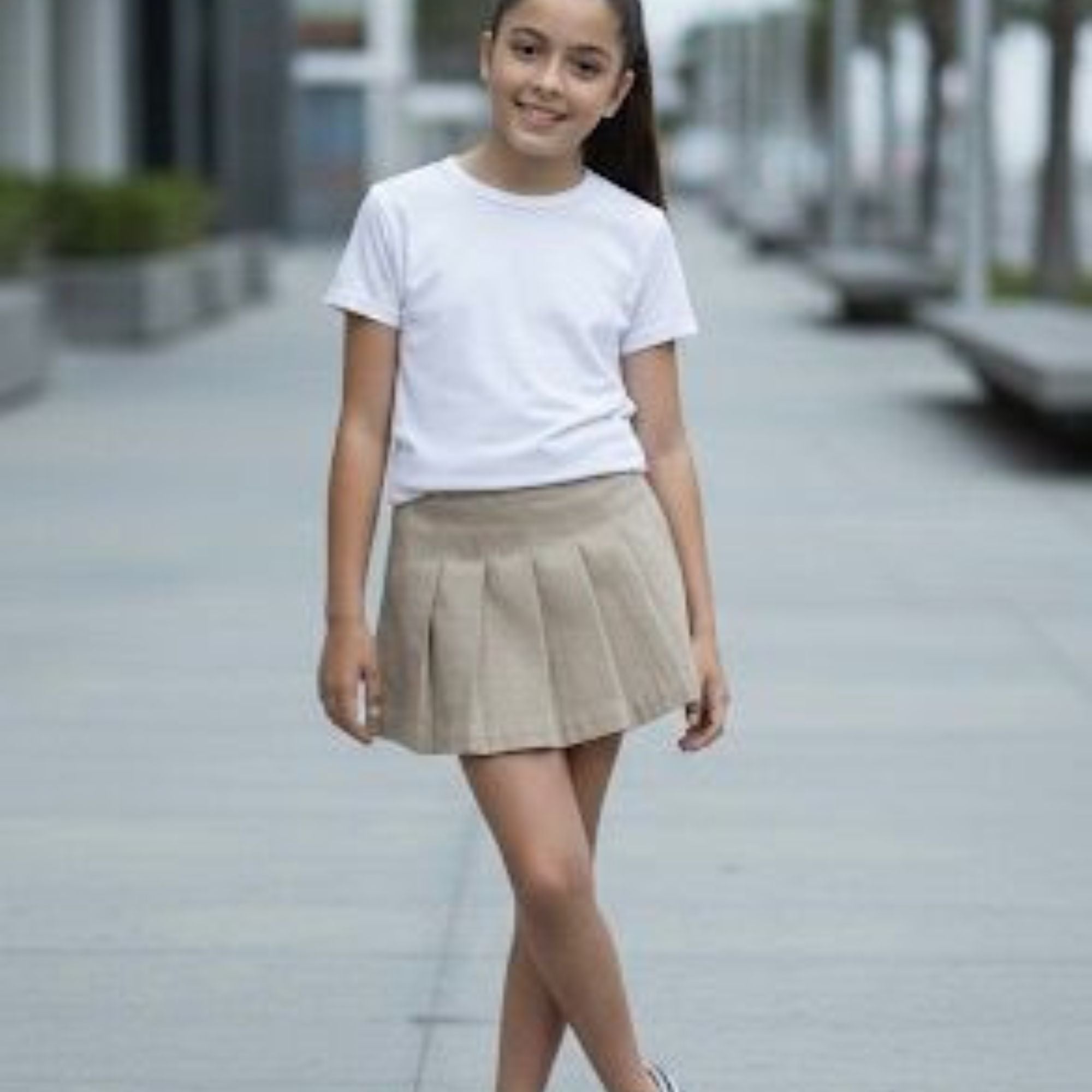 Falda Short Beige Drill Niña Algodón