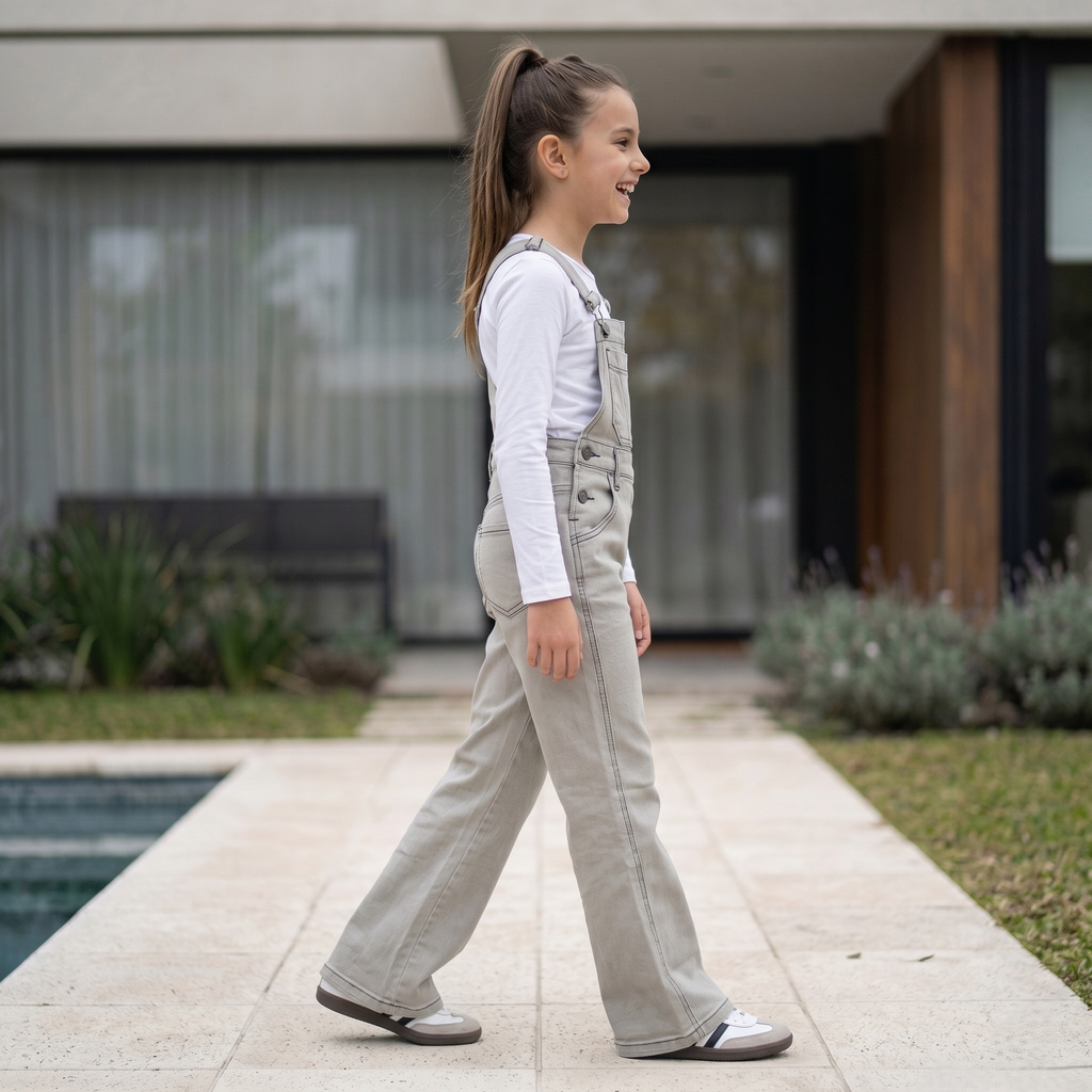 Enterizo niña jeans gris casual – Angela Kids ropa para niñas