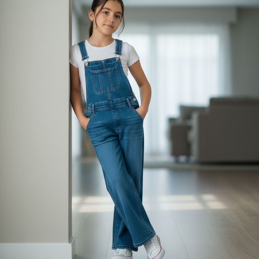 Enterizo palazzo niña denim wide leg – Angela Kids ropa para niñas