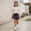 Falda Short Niña Denim Jean Gris Plisada