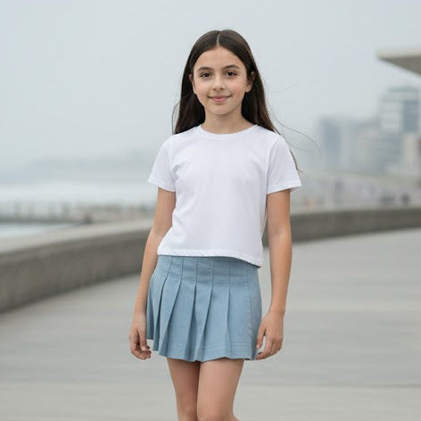 Falda niña drill acero casual – Angela Kids ropa para niñas