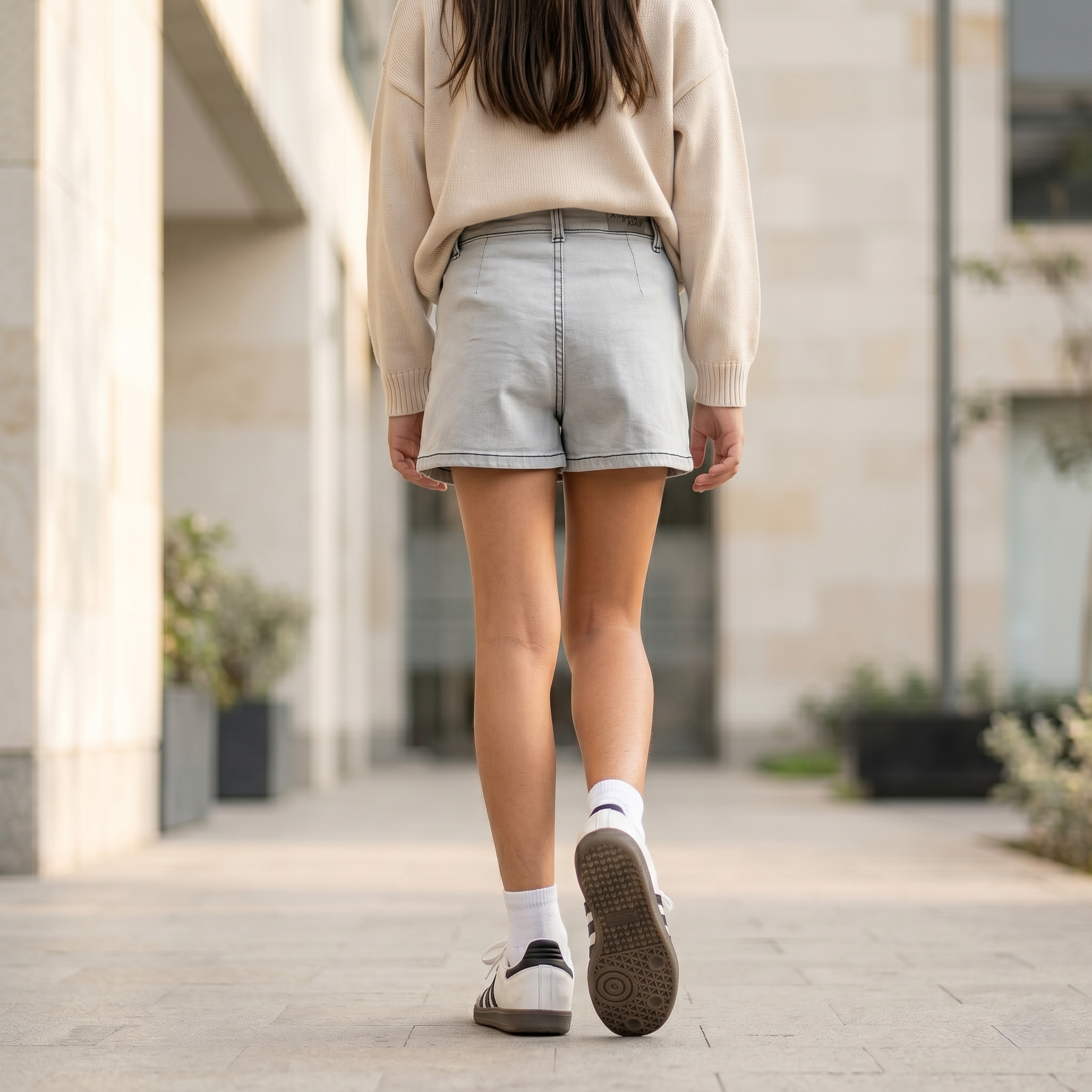 Falda short denim niña gris Angela Kids Perú