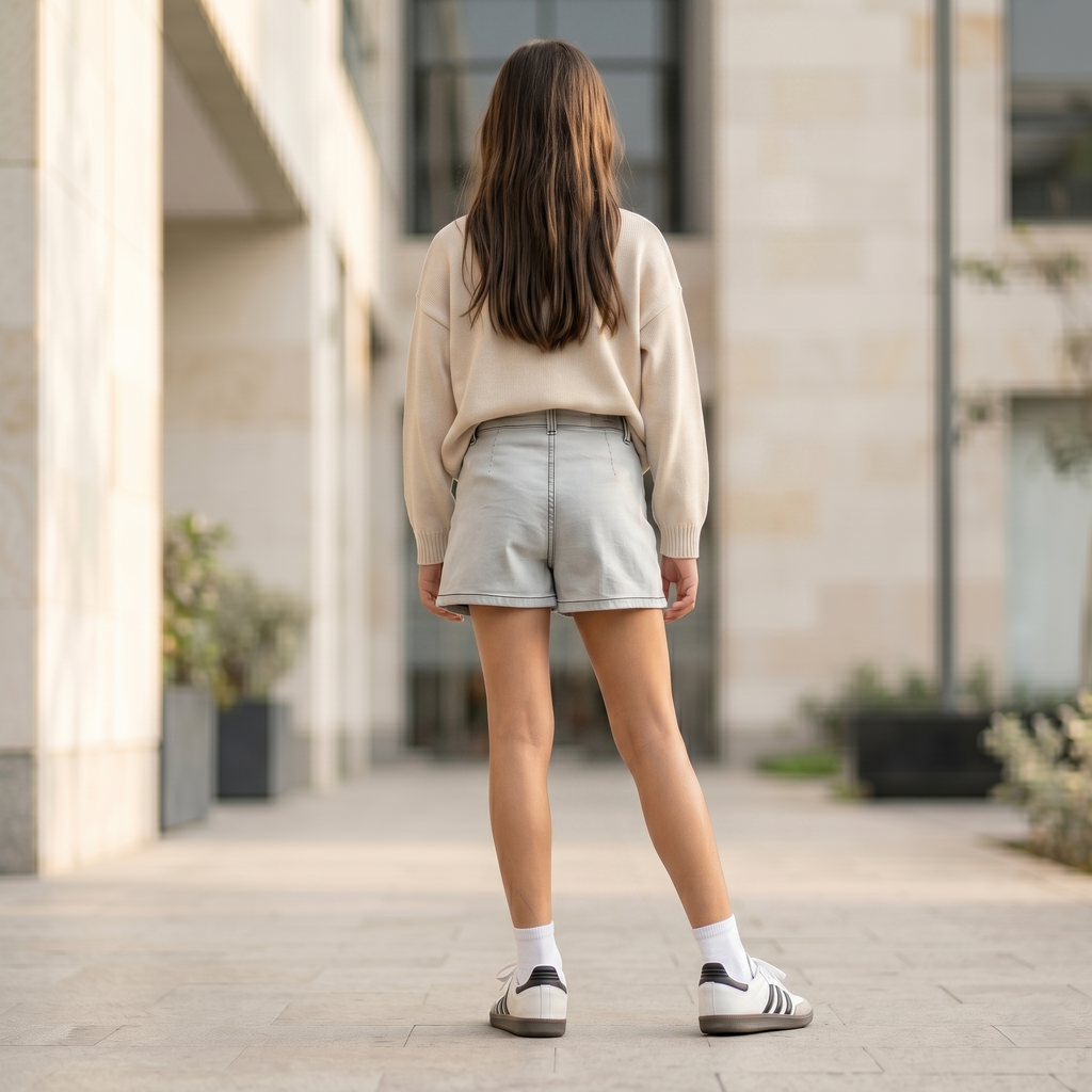 Falda short niña denim stretch gris – Angela Kids Perú