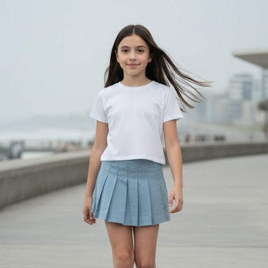 Falda short niña drill algodón color acero – Angela Kids Perú