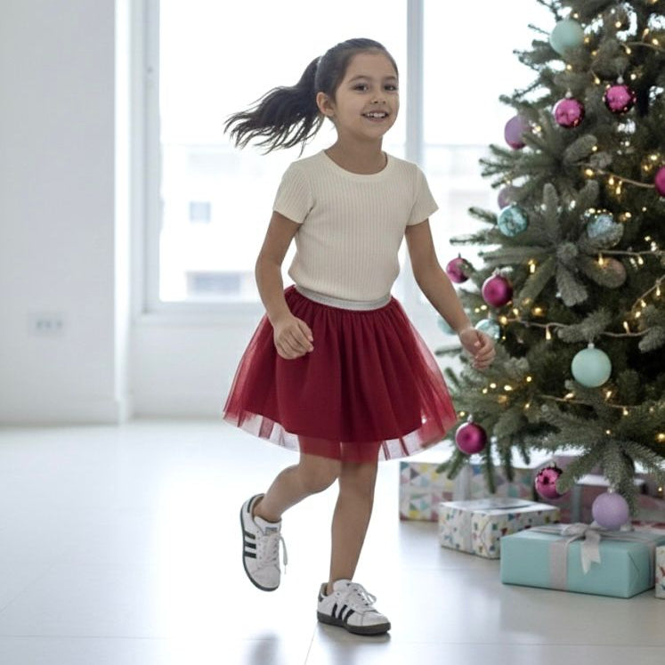 Falda tul roja niña forro algodón 100% – Angela Kids ropa para niñas