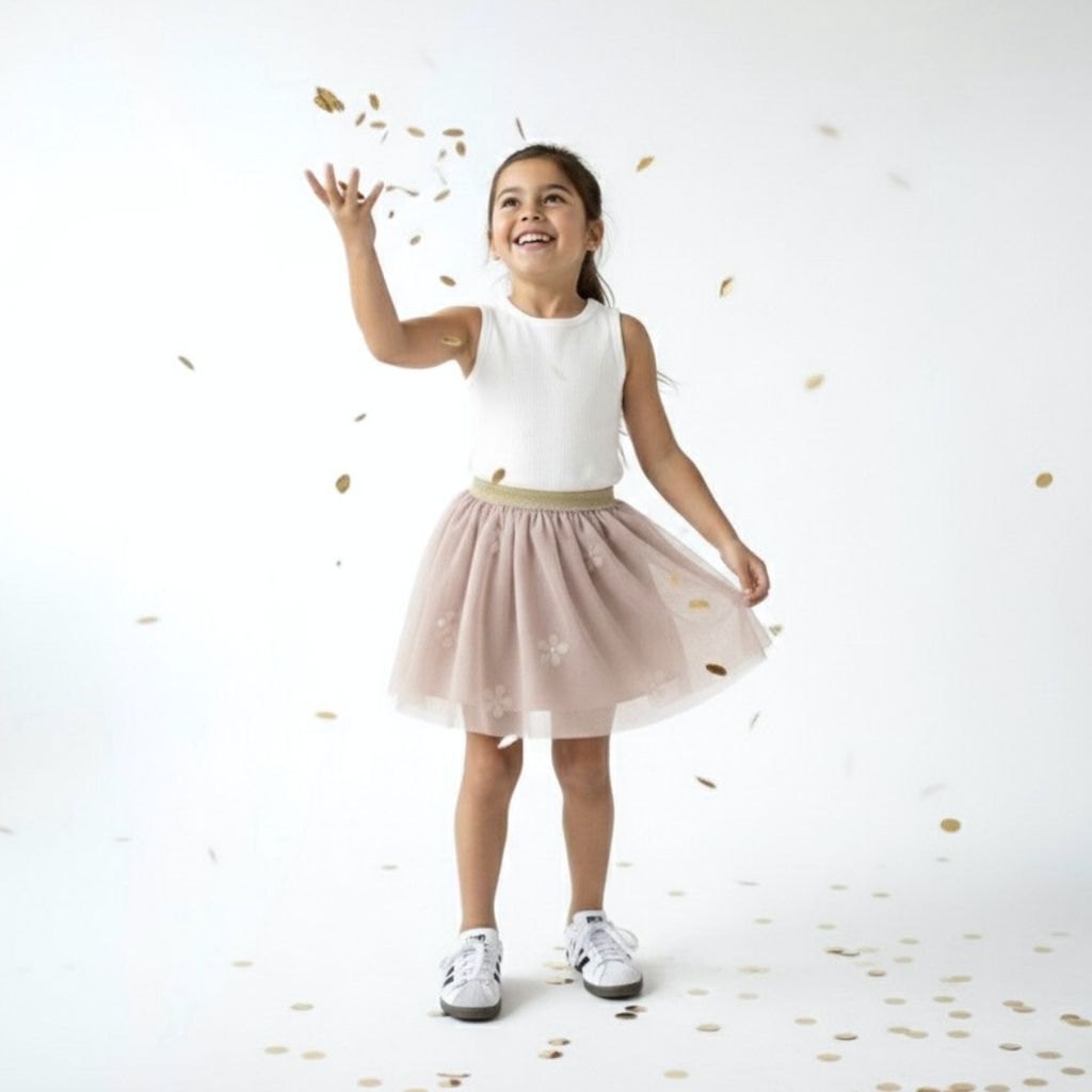 Falda tutú champagne niña fiesta interior algodón Angela Kids Perú