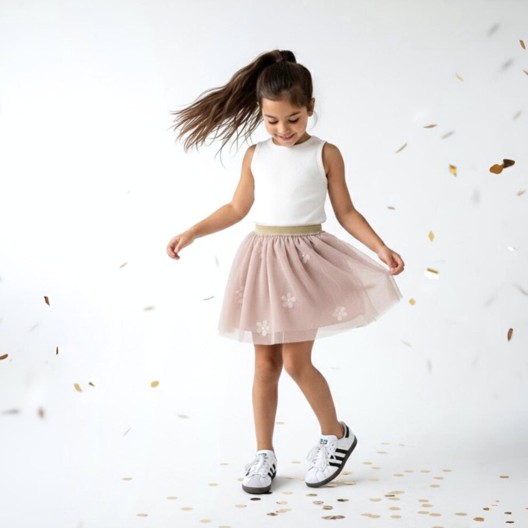 Falda tutú champagne niña fiesta interior algodón Angela Kids Perú