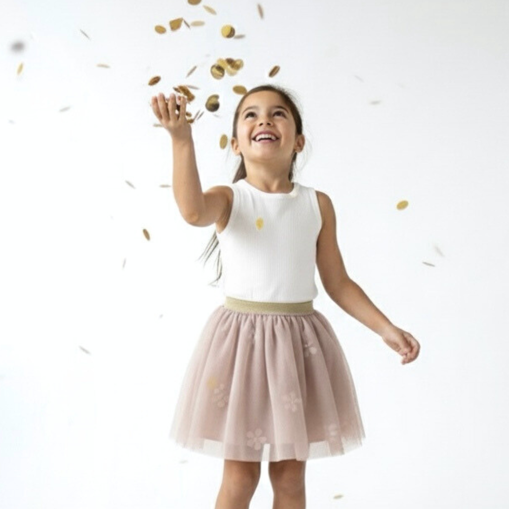 Falda tutú niña champagne forro algodón interior – Angela Kids Perú