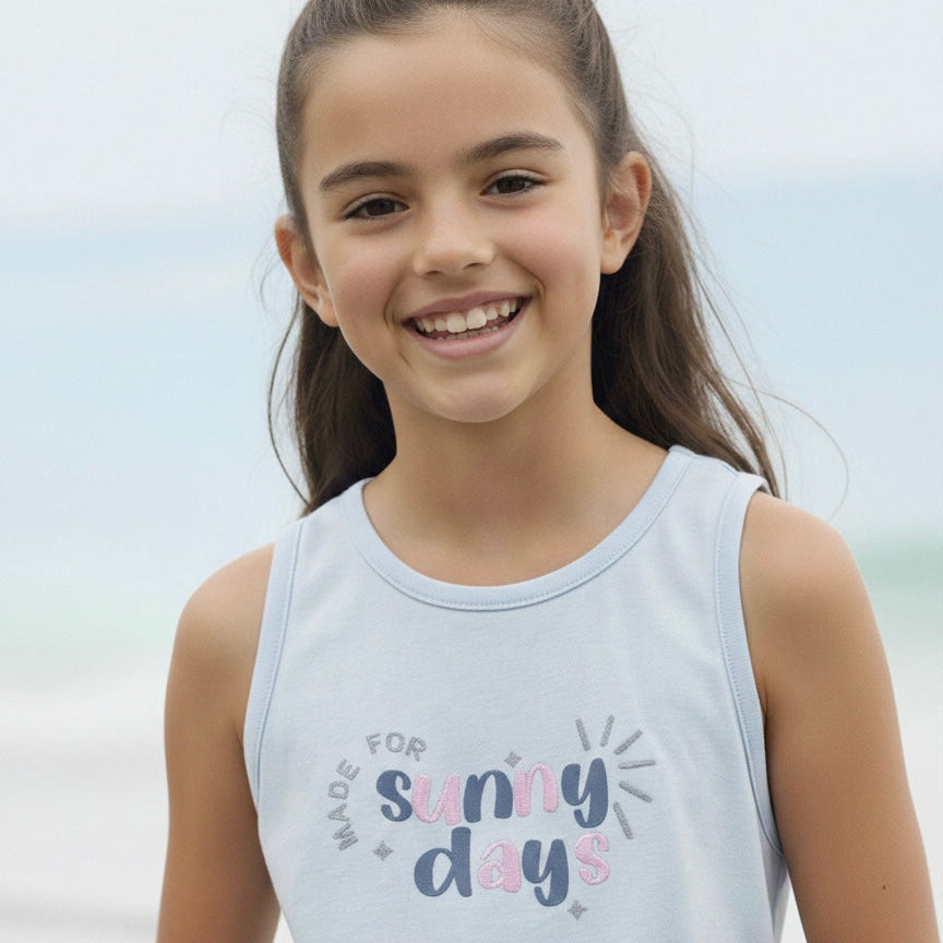 Imagen 4: Polo niña verano celeste sin manga – Angela Kids
