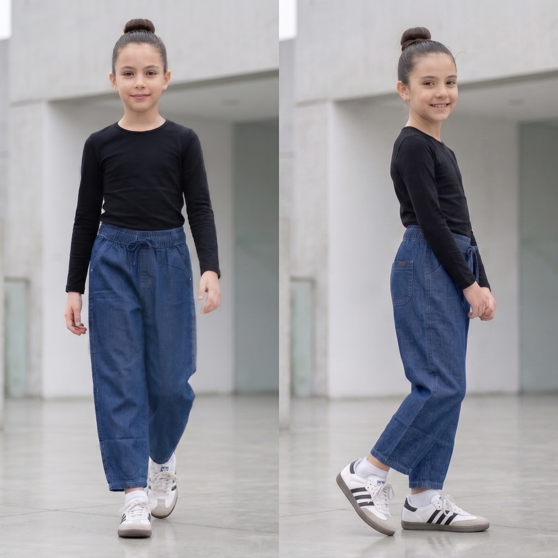 Pantalón Jean Chambray Cintura Elástica para Niña