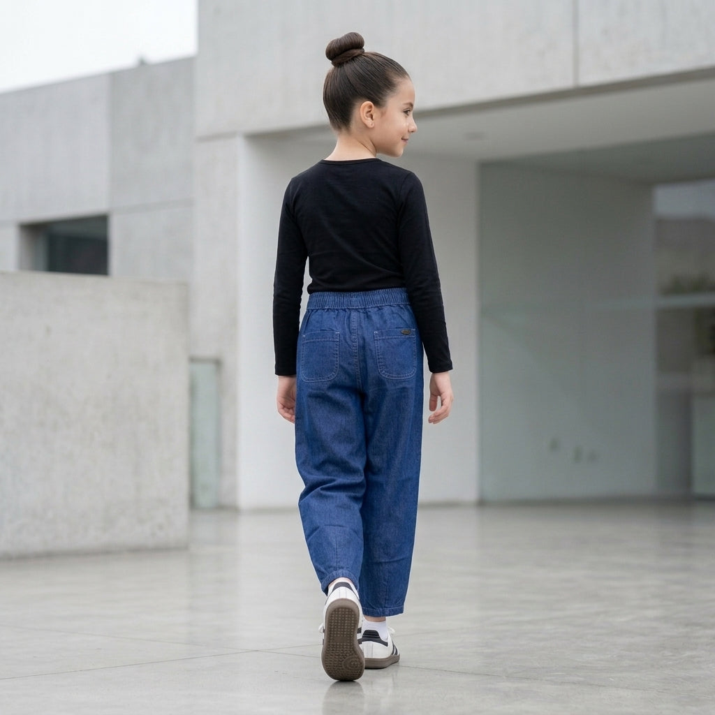 Pantalón Jean Chambray Cintura Elástica para Niña