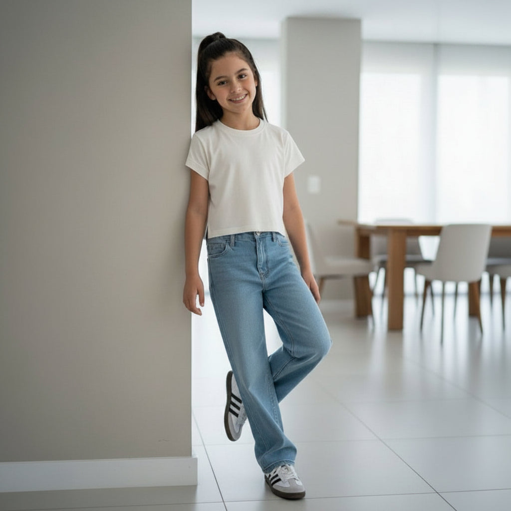 Jean niña denim rígido corte clásico – Angela Kids Perú