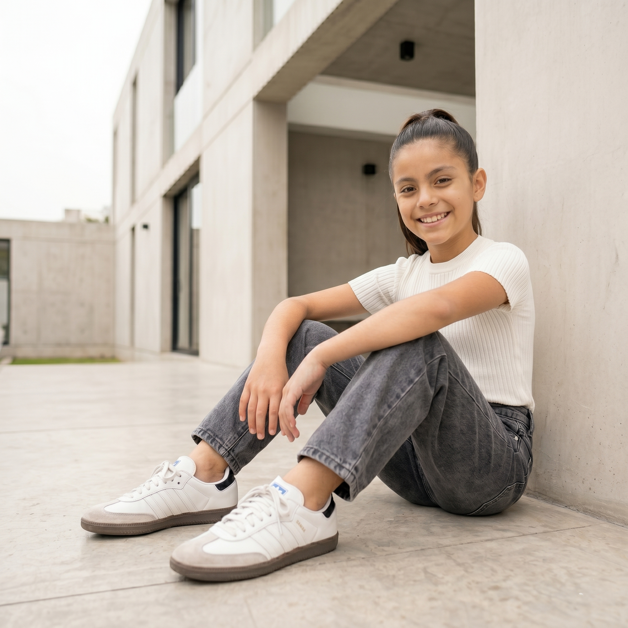 Jean niña gris suelto ropa para niñas Angela Kids Perú