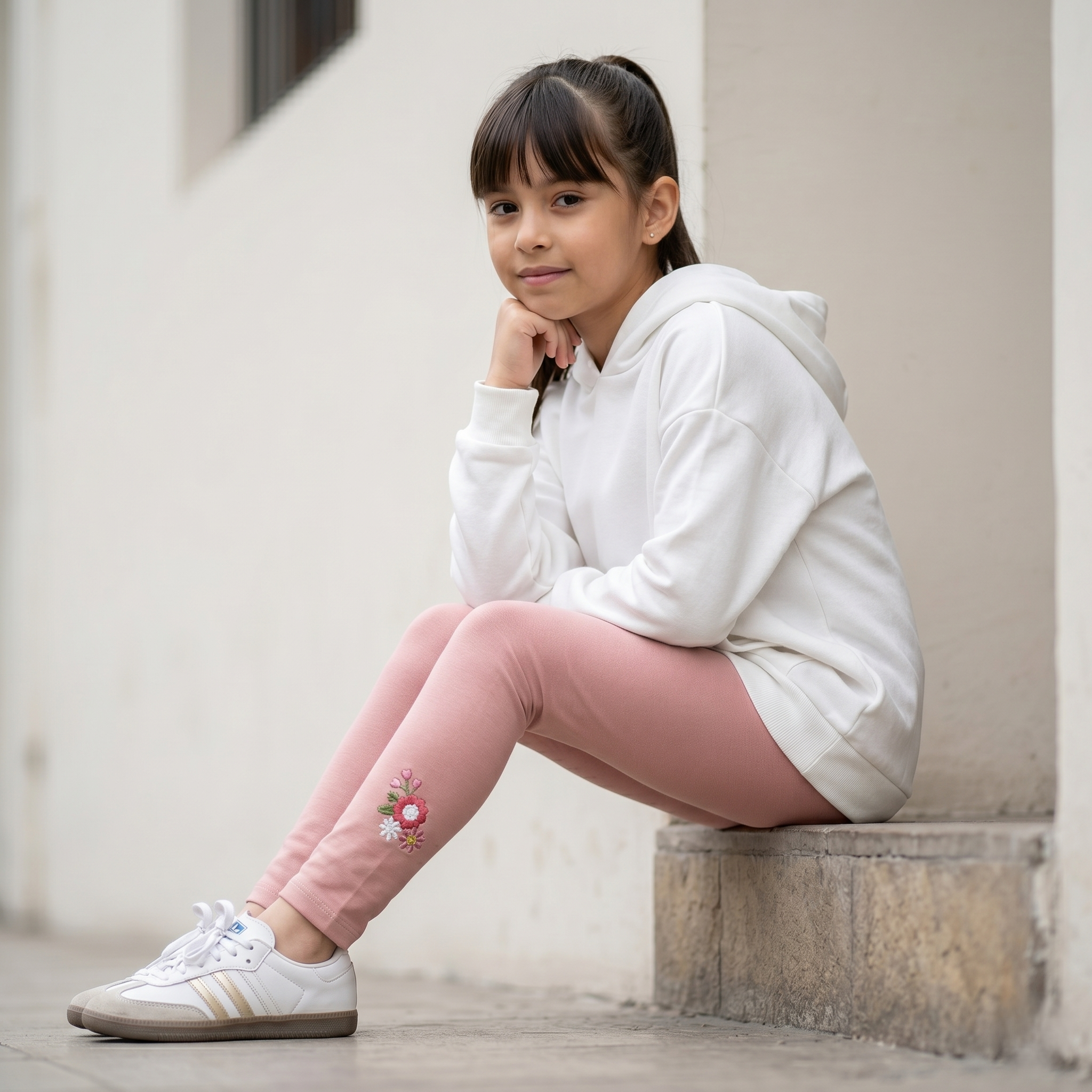 Legging Invierno Palo Rosa con Bordado Florcita